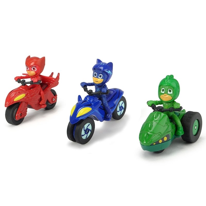 Dickie toys - set 3 motociclete eroi in pijama cu 3 figurine