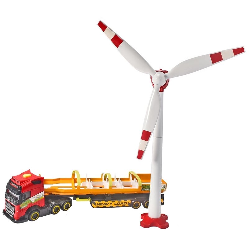Dickie Toys - Set vehicule Camion Heavy Load Truck Volvo FH16, Cu remorca, Cu turbina eoliana