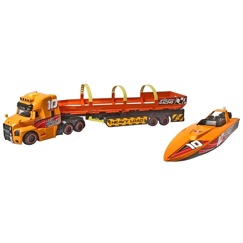 Dickie Toys - Set vehicule Camion Sea Race Truck, Cu remorca, Cu barca