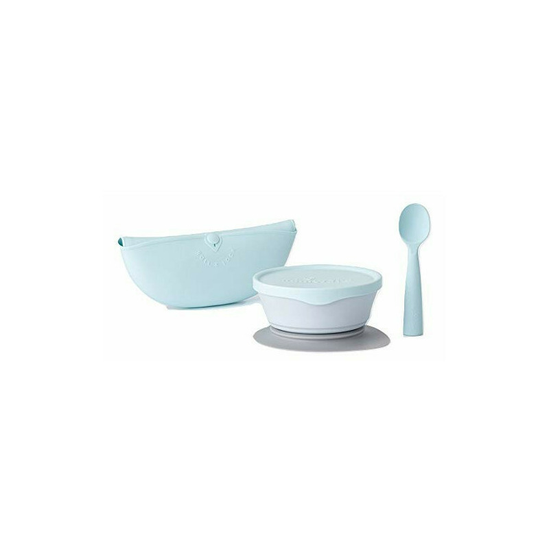 Set diversificare hrana bebelusi Miniware First Bites, 100% din materiale naturale biodegradabile, 4 piese, Aqua