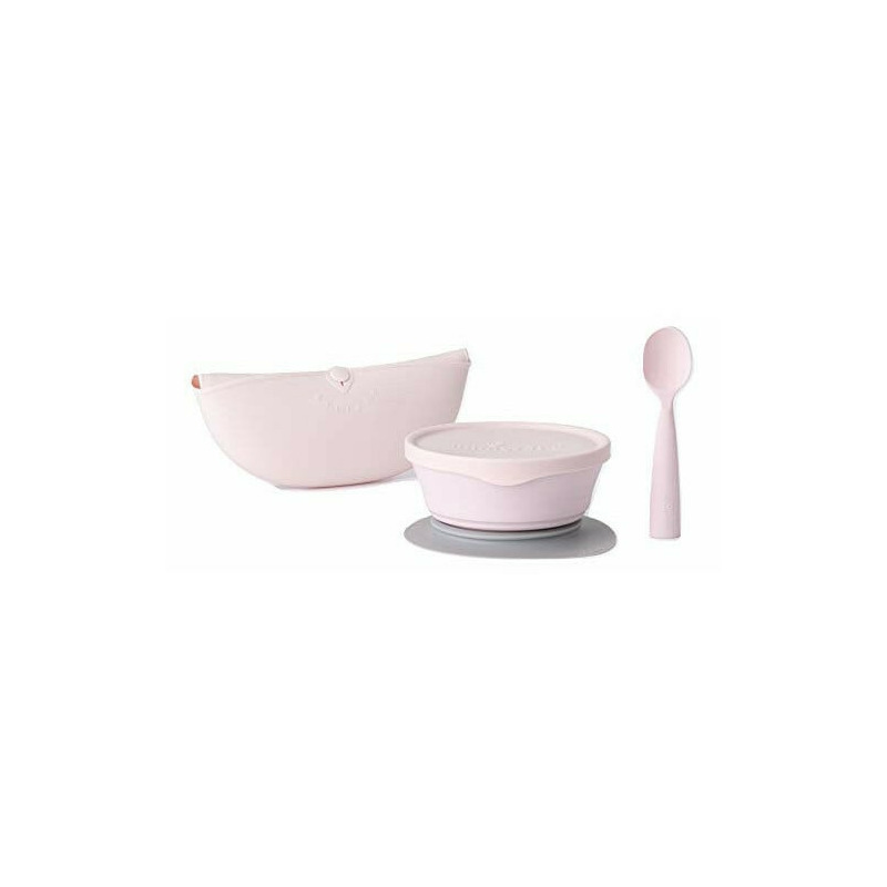 Set diversificare hrana bebelusi Miniware First Bites Deluxe, 100% din materiale naturale biodegradabile, 4 piese, Cotton candy