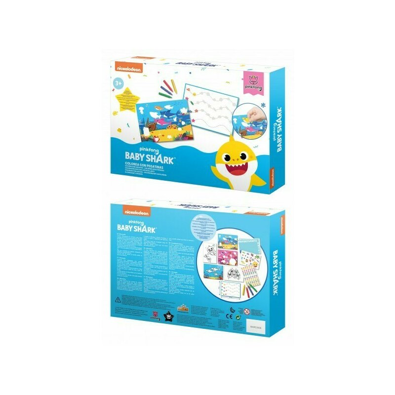 Set educational cu desen si lipire stickere Saica Baby Shark