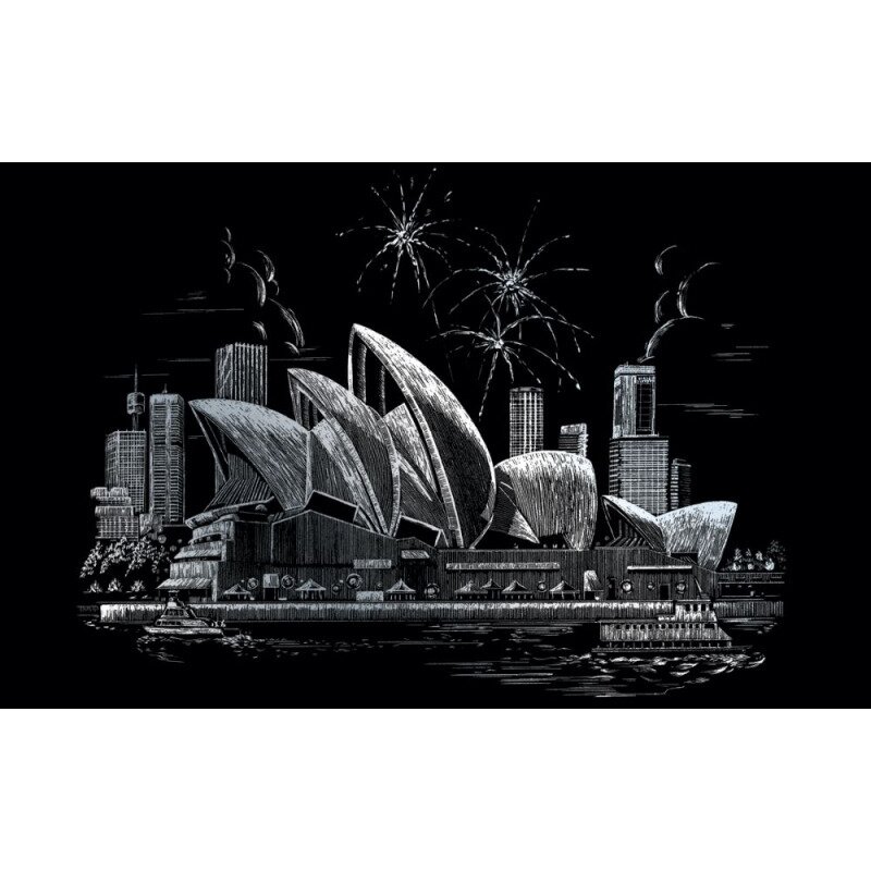 Set gravura - locuri celebre-casa operei din sydney 29x39cm