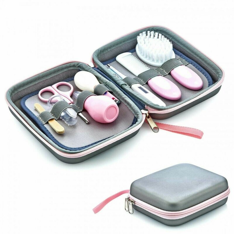 Set ingrijire unghii bebelusi, BabyJem, Grooming , 9 piese, Cu gentuta, Roz