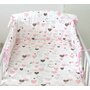 Amy - Set lenjerie din bumbac cu protectie laterala pentru pat bebe 120 x 60 cm. Inimioare . - 1