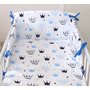Amy - Set lenjerie din bumbac cu protectie laterala pentru pat bebe 120 x 60 cm. Print. - 1