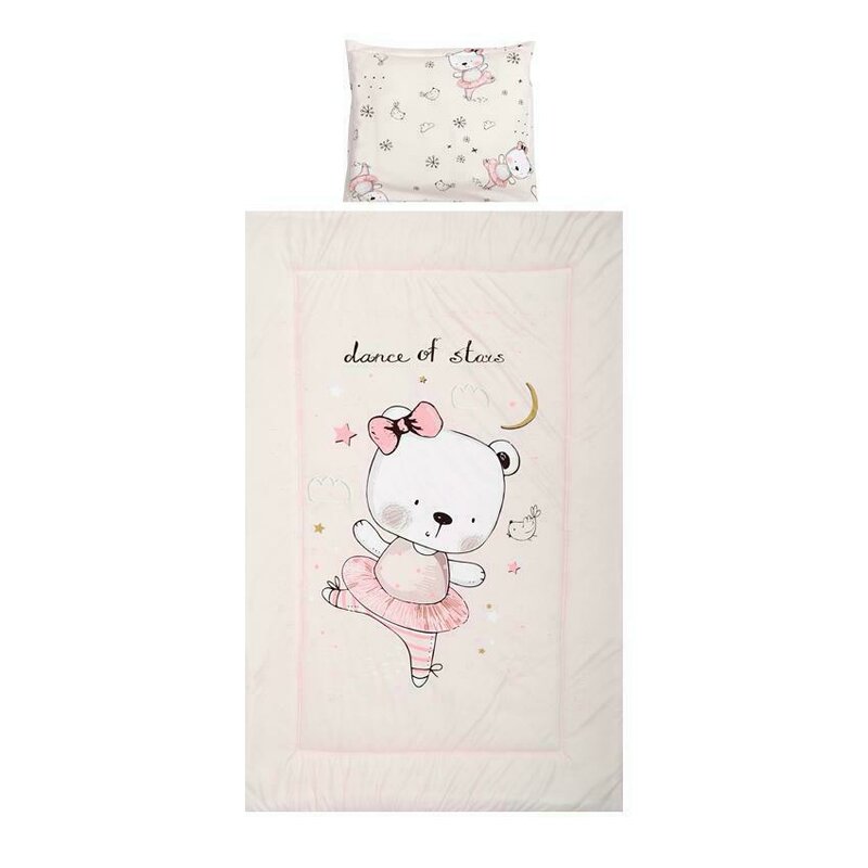Lorelli - lenjerie 3 piese cosy , ballerina bear, din bumbac, 150x100 cm, roz
