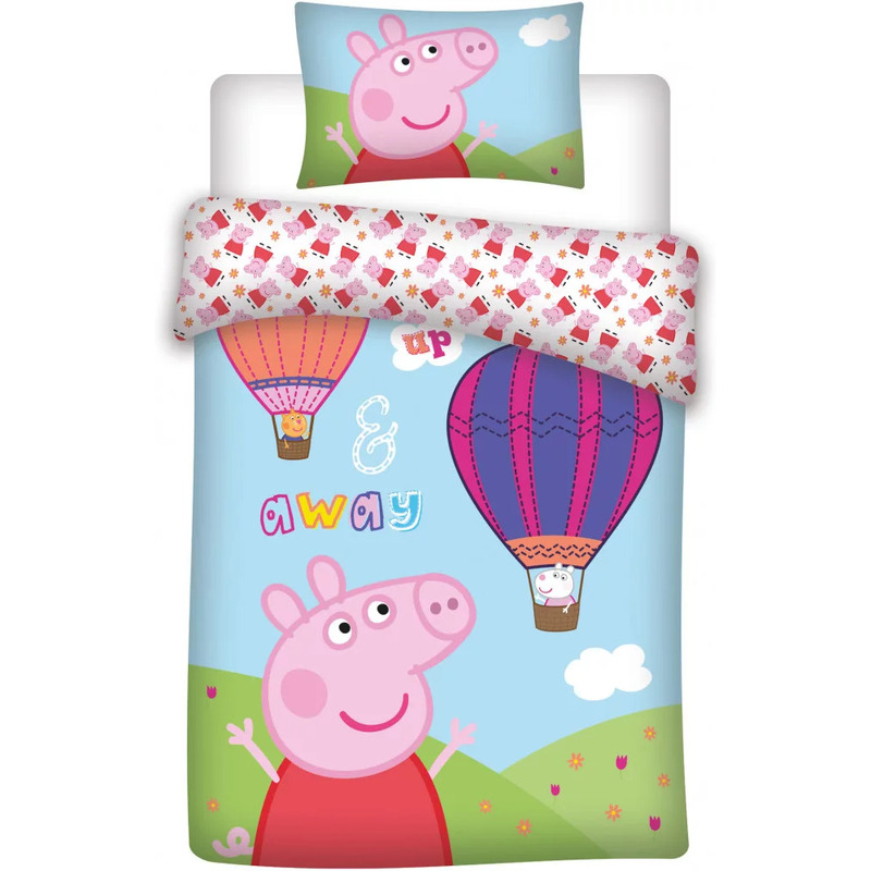 Set lenjerie pat copii Peppa Pig Up and Away 100x140 + 40x45 SunCity BRM300030