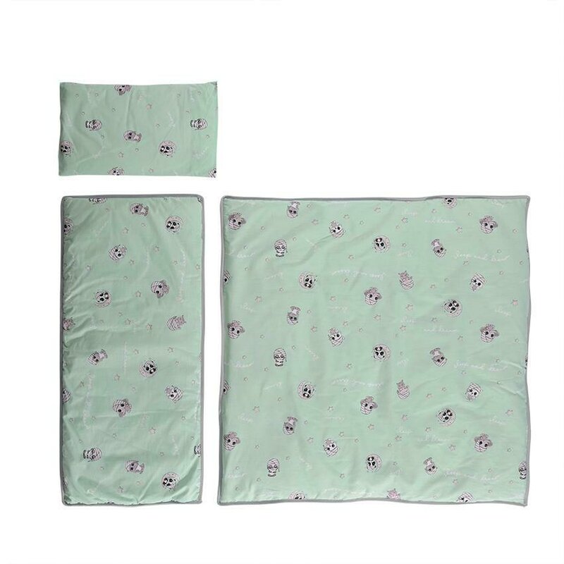 Set lenjerie pentru carucior, de iarna, bumbac ranforce, 4 piese, Friends Green