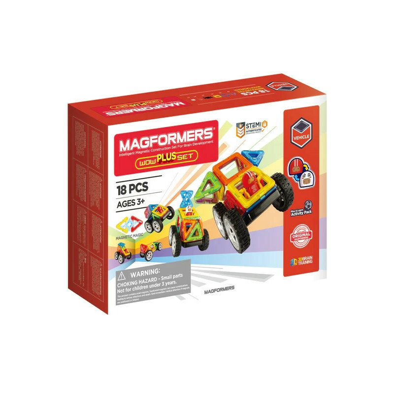 Set magnetic de construit- Magformers Wow Plus, 18 piese