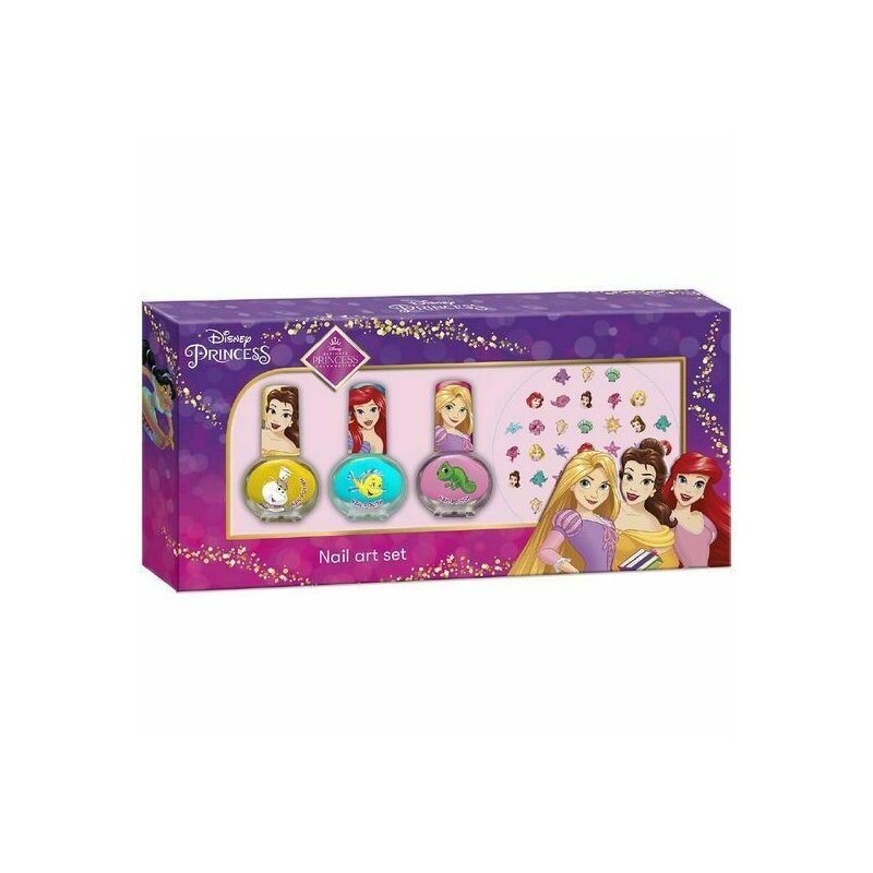 Set Manichiura Pentru Fetite 3 Lacuri De Unghii Si Modele De Lipit Pe Unghii Printesele Disney