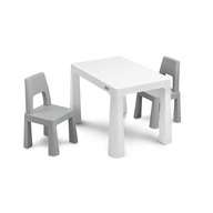 Toyz - Set masuta cu scaunele pentru copii, Monti, Cu 2 sertare incluse, Cu inaltime reglabila, Usor de asamblat, 77x50 cm, 3 ani+, Gri