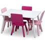 Delta Children - Set Masuta cu 4 scaunele din Lemn, 80x60 cm, Alb/Roz - 1