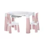 Set masuta si doua scaune, FreeON, Neo, Pentru copii, Cu doua sertare, Cu masa reglabila la doua inaltimi, Conform cu standardele europene de securitate EN71-1;2018, EN71-2:2020, EN71-3:2021, Roz