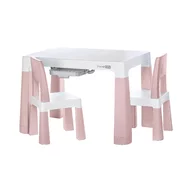 Set masuta si doua scaune, FreeON, Neo, Pentru copii, Cu doua sertare, Cu masa reglabila la doua inaltimi, Conform cu standardele europene de securitate EN71-1;2018, EN71-2:2020, EN71-3:2021, Roz