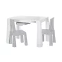 Set masuta si doua scaune, FreeON, Neo, Pentru copii, Cu doua sertare, Cu masa reglabila la doua inaltimi, Conform cu standardele europene de securitate EN71-1;2018, EN71-2:2020, EN71-3:2021, Gri