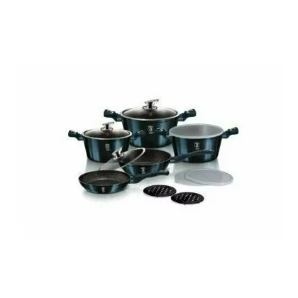 Set oale, cratite si tigai marmorate, 13 piese, din aluminiu forjat, Aquamarine Metallic Line, Berlinger Haus, BH 7031