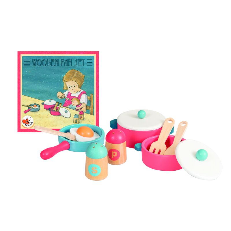 Egmont toys - set de vase si ustensile bucatarie , cu solnite din lemn