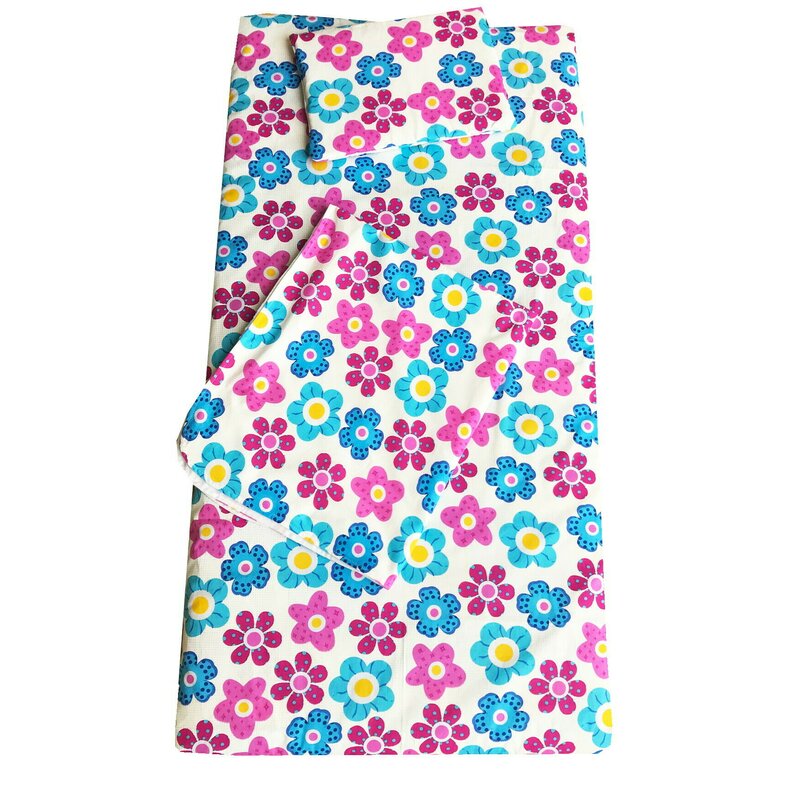Deseda - set paturica bebe cu cearsaf si pernuta pt pat 120x60 cm floricele