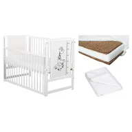 Set Patut din Lemn Bebe 120x60 cm, Saltea Cocos Confort II si Protectie Impermeabila