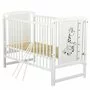 Set Patut din lemn bebe Babyneeds, Timmi Girafa cu laterala culisanta, 120x60 cm, Alb + Saltea patut bebe, Cocos Confort II, Cu fibre de cocos si strat de burete, 120x60x10 cm + Protectie impermeabila, Pentru patuturi 120x60 cm, Alb - 11