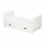 Set Patut din lemn bebe Qmini, Julia cu sertar, 120x60 cm, Alb + Saltea patut bebe, Cocos Confort II, Cu fibre de cocos si strat de burete, 120x60x10 cm + Protectie impermeabila, Pentru patuturi 120x60 cm, Alb - 7