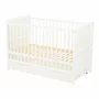 Set Patut din lemn bebe Qmini, Julia cu sertar, 120x60 cm, Alb + Saltea patut bebe, Cocos Confort II, Cu fibre de cocos si strat de burete, 120x60x10 cm + Protectie impermeabila, Pentru patuturi 120x60 cm, Alb - 8