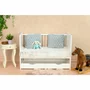 Set Patut din lemn bebe Qmini, Julia cu sertar, 120x60 cm, Alb + Saltea patut bebe, Cocos Confort II, Cu fibre de cocos si strat de burete, 120x60x10 cm + Protectie impermeabila, Pentru patuturi 120x60 cm, Alb - 15