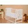 Set Patut din lemn bebe Qmini, Timmi Heart cu laterala culisanta, 120x60 cm, Alb + Saltea patut bebe, Cocos Confort II, Cu fibre de cocos si strat de burete, 120x60x10 cm + Protectie impermeabila, Pentru patuturi 120x60 cm, Alb - 2