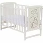 Set Patut din lemn bebe Qmini, Timmi Heart cu laterala culisanta, 120x60 cm, Alb + Saltea patut bebe, Cocos Confort II, Cu fibre de cocos si strat de burete, 120x60x10 cm + Protectie impermeabila, Pentru patuturi 120x60 cm, Alb - 9