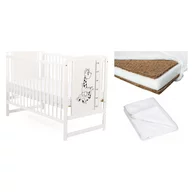 Set Patut din lemn, Saltea Cocos Confort II, Protectie impermeabila Qmini