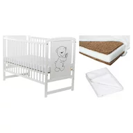 Set Patut din lemn Timmi 120x60 cm + Saltea Cocos Confort II + Protectie impermeabila Qmini