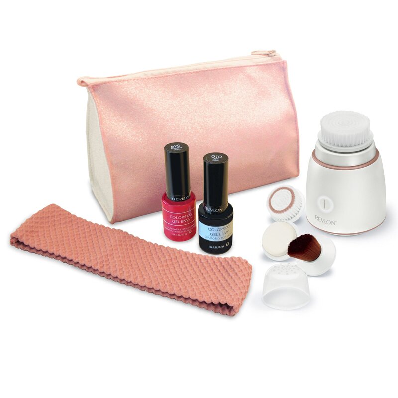 Revlon - set perie electrica pentru fata glow sonic rvsp3538e plus geanta, banda si oje
