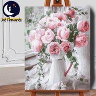 Set pictura pe numere (panza) Buchet de trandafiri roz 50x40 cm