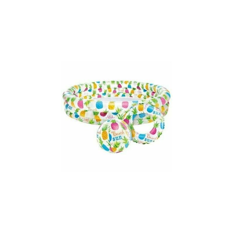 Set piscina gonflabila pentru copii, + Colac + Minge, Intex 59469, 132 x 28 cm, Multicolor