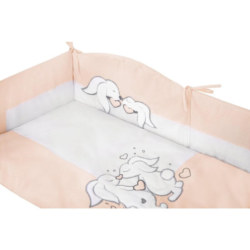 Belisima - set protectii laterale si lenjerie pat 3 piese mama & me roz