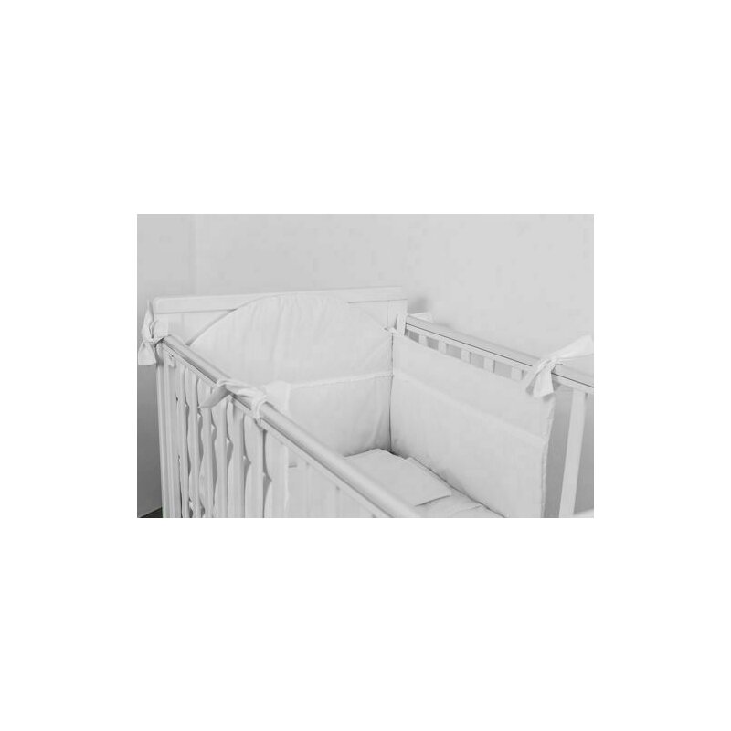 Kidsdecor - aparatoare laterala pat cu dantela din bumbac, 120x60 cm, alb