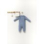 Set salopeta cu caciulita cu urechiuse pentru bebelusi Ursulet, Tongs baby (Culoare: Albastru, Marime: 3-6 Luni) - 3