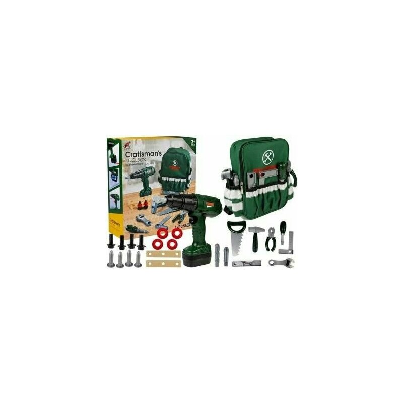 Set scule de joaca pentru copii, cu rucsac verde special, LeanToys, 4848