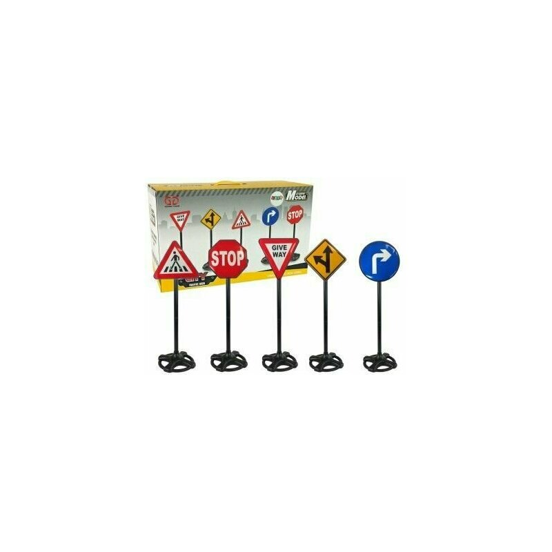 Set semne de circulatie, de jucarie pentru copii, 82 cm, LeanToys, 9402