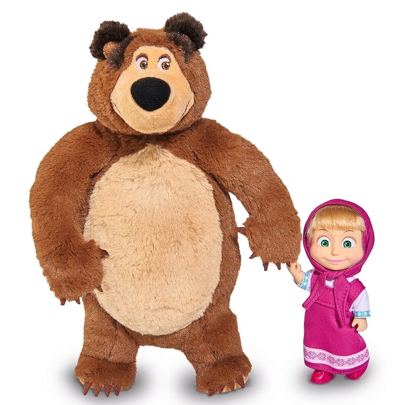 Simba - Set Masha and The Bear papusa Masha 12 cm si ursulet de plus 25 cm