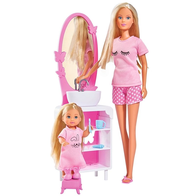 Simba - set steffi love bedtime cu papusa 29 cm, papusa 12 cm si accesorii