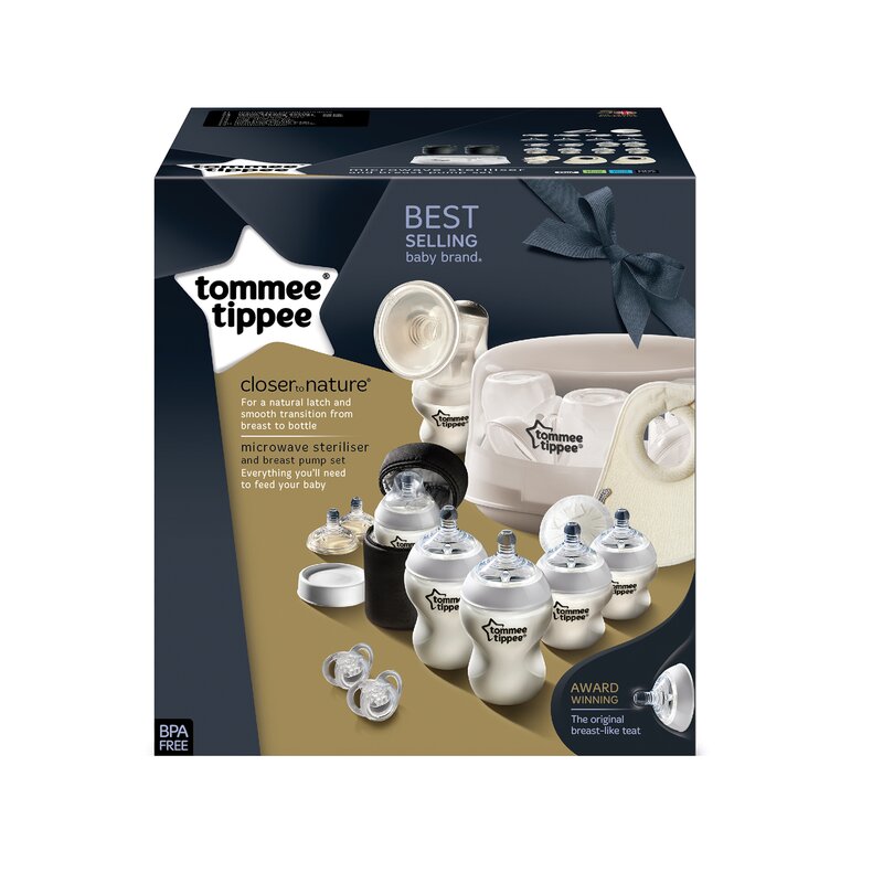 Tommee tippee - set sterilizator pentru microunde si pompa de san manuala
