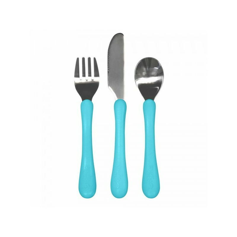 Set tacamuri de invatare - Learning Cutlery - Green Sprouts iPlay - Aqua
