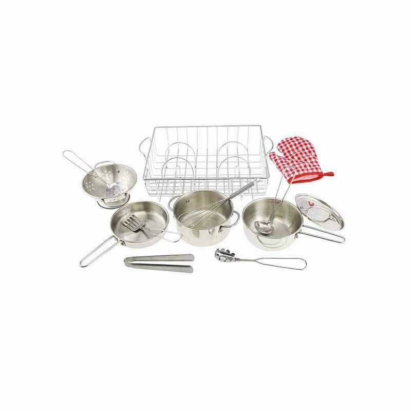 Masterkidz - set ustensile de bucatarie si vase de jucarie, din inox, +3 ani, , pentru gradinite