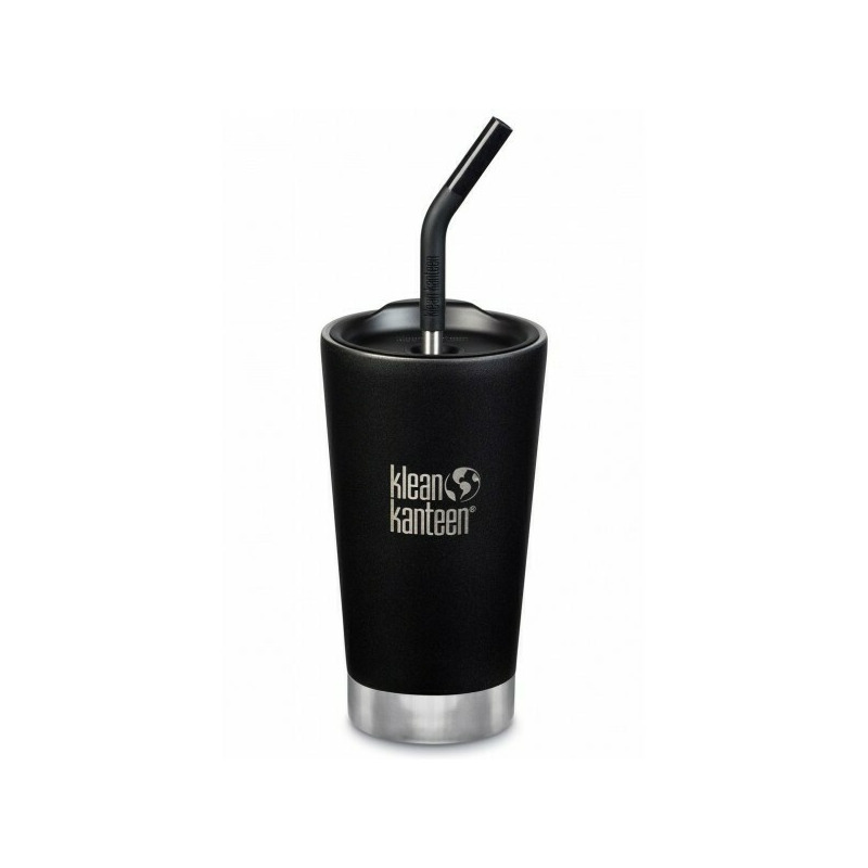 Shale Black - Cana termos din otel inoxidabil 473 ml cu capac si pai - Klean Kanteen