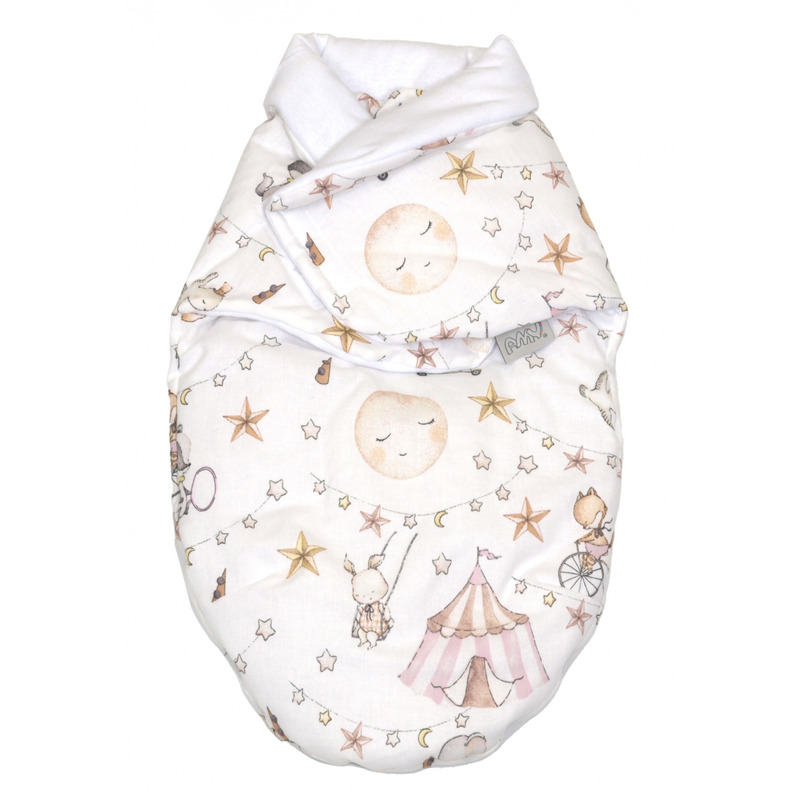 Sistem de infasare, Baby swaddle din Bumbac cu umplutura antialergica BabySoft, Circ Roz