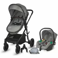 Carucior 3 in 1, Coccolle, Ago, Pana la 22 kg, Pliabil, De la nastere, Cu accesorii, Modular, Transformabil, Copertina XXL, Neutral grey