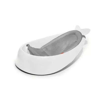 Cadita inteligenta, Skip Hop, Multifunctionala, Cu suport detasabil, Pentru 3 etape de crestere, 2 doua pozitii ergonomice, Antiderapanta, Fara PVC si ftalati, 0 luni+, 70 x 48 x 29 cm, Alb/Gri