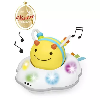 Jucarie interactiva, Skip Hop, Explore&More, Cu lumini si sunete, Cu 3 etape pentru a-I invata pe bebelusi sa se tarasca, 14 x 14 x 10 cm, 5 luni+, Albinuta, Multicolor